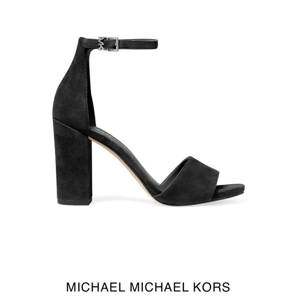 Michael Kors Leela ankle strap block heels black sandals Sz 11 - Picture 8 of 14